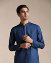 alt message - Manyavar Men Plain Blue Cotton Kurta image number 0